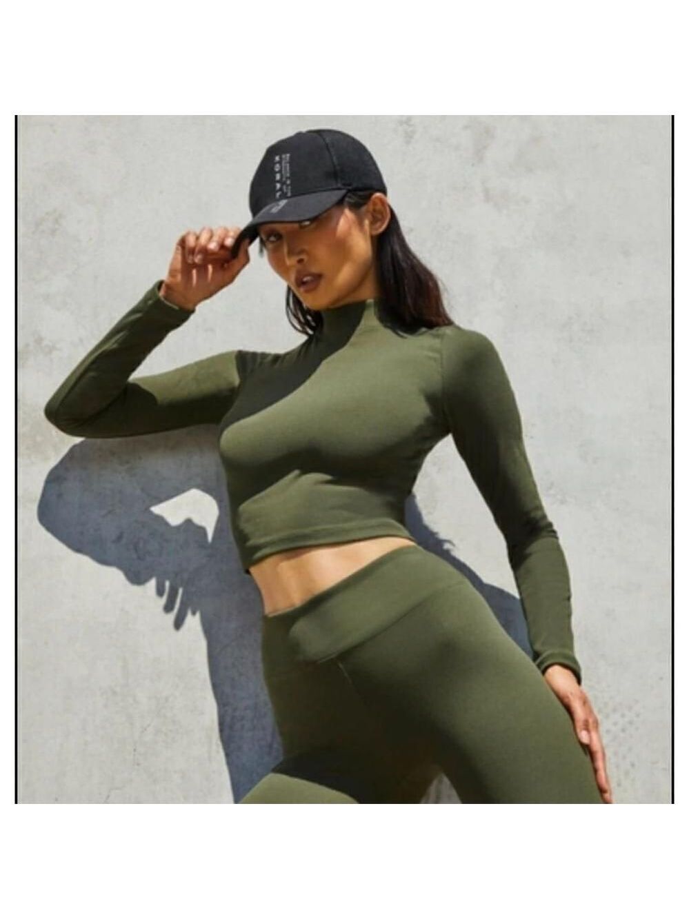 Koral Luca Rib Long Sleeve Crop Top Sz M Juniper NWT